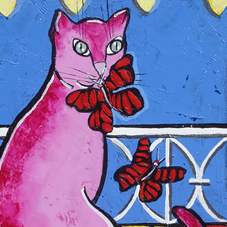 LE CHAT AUX PAPILLONS 20x50