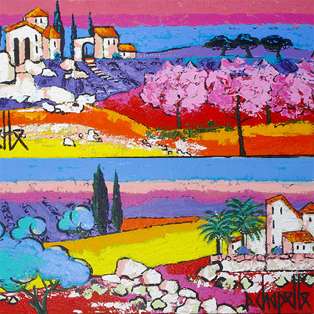 Le mas aux oliviers et le mas et les péchers 20x50