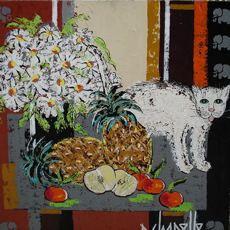 Le chat à l'ananas 70x70